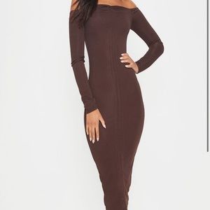 Chocolate Brown Midi Dress